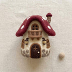 Handmade Needle Felted Mini Mushroom House | 6–8cm Wool Fairy Mushroom Home Decor