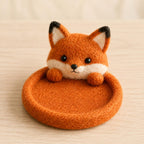 Animal Wool Felt Coasters, Set of 6 Round Drink Mats, Bear Bunny Fox Frog Cat Dog Designs, Multicolor, 10cm Diameter