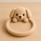 Animal Wool Felt Coasters, Set of 6 Round Drink Mats, Bear Bunny Fox Frog Cat Dog Designs, Multicolor, 10cm Diameter