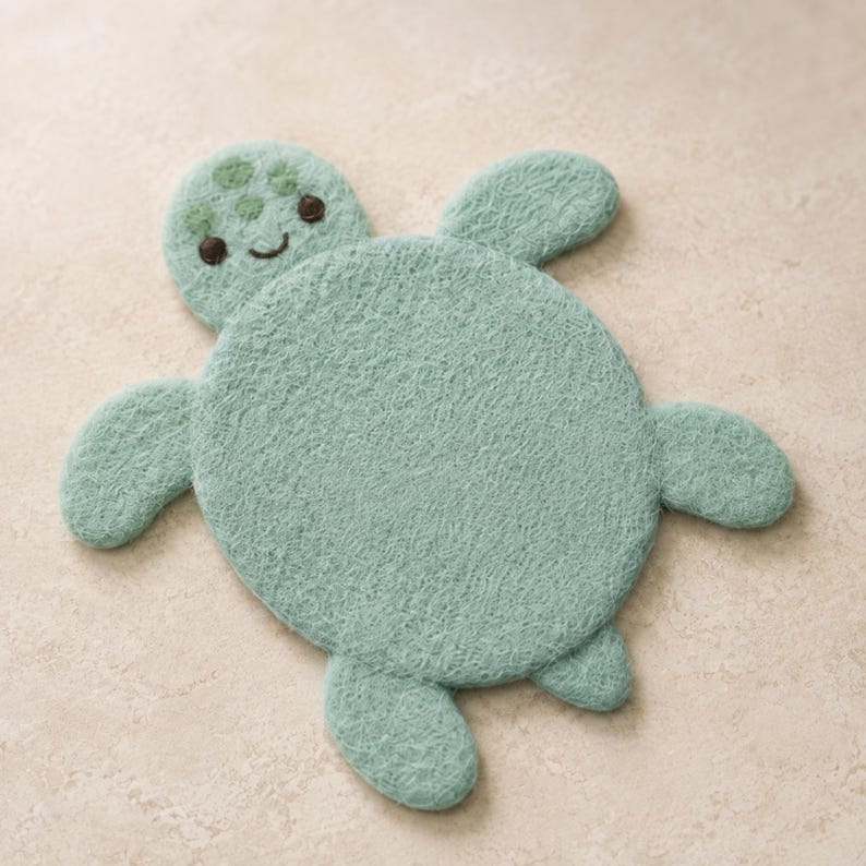 Wool Felt Sea Animal Coasters Set of 6 Whale Seal Octopus Turtle Stingray Jellyfish Mug Mats 10cm