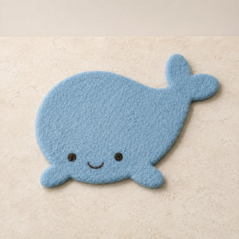 Wool Felt Sea Animal Coasters Set of 6 Whale Seal Octopus Turtle Stingray Jellyfish Mug Mats 10cm