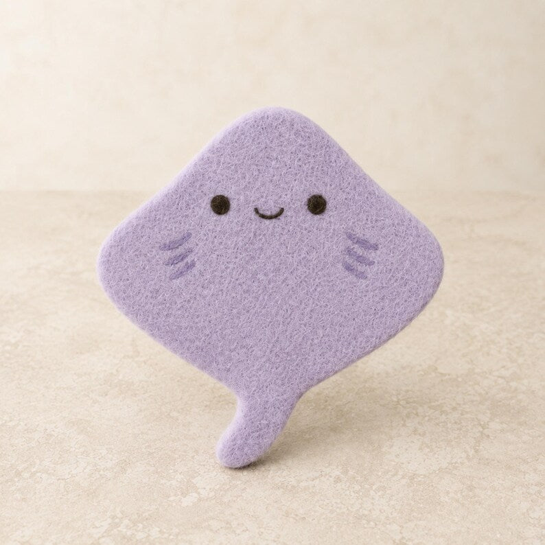 Wool Felt Sea Animal Coasters Set of 6 Whale Seal Octopus Turtle Stingray Jellyfish Mug Mats 10cm