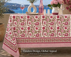 Floral Cotton Tablecloth Hand Block Print Square Rectangle Round