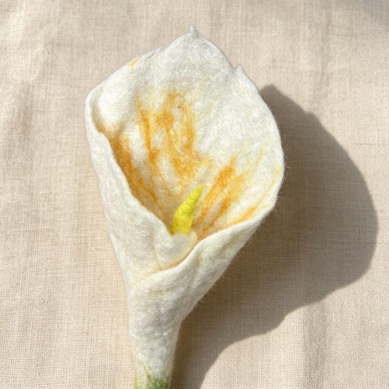Hand Felt Calla Lily 15 Inch Wool Everlasting Flower for Wedding Home Anniversary Decor