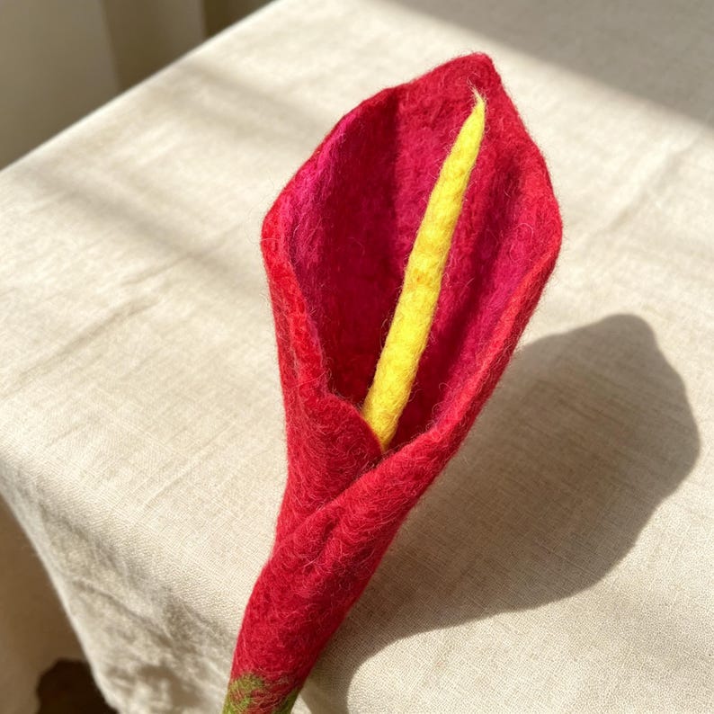 Hand Felt Calla Lily 15 Inch Wool Everlasting Flower for Wedding Home Anniversary Decor