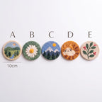 Needle Felted Wool Coasters Set, Cat Daisy Mountain Meadow Designs, 10 cm Round Drink Mug Mats for Coffee Tea, Desk Decor