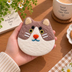 Wool Felt Drink Coaster Set - Cat or Shiba Inu Design - 12x12 cm - Handmade Animal Home Decor, Coffee Table Mat, Pet Lover Gift
