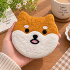 Wool Felt Drink Coaster Set - Cat or Shiba Inu Design - 12x12 cm - Handmade Animal Home Decor, Coffee Table Mat, Pet Lover Gift