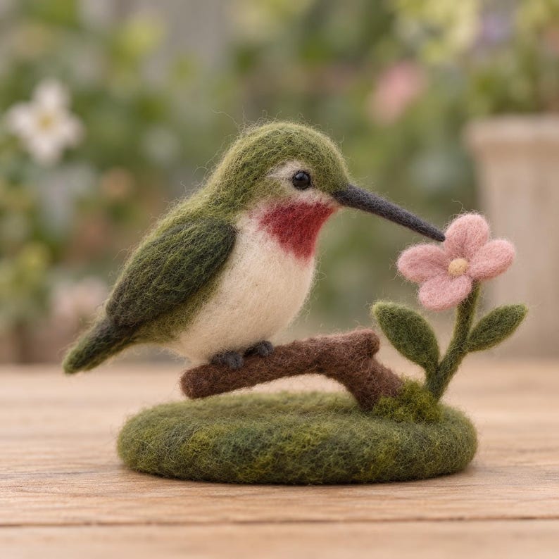 Needle Felted Wool Bird Figurine or Hanging Ornament, 6 Backyard Bird Designs, Handmade 7 cm