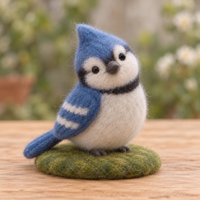 Needle Felted Wool Bird Figurine or Hanging Ornament, 6 Backyard Bird Designs, Handmade 7 cm