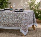 Cotton Block Print Tablecloth Floral Square Rectangle Round Dining Table Cover Handmade Boho
