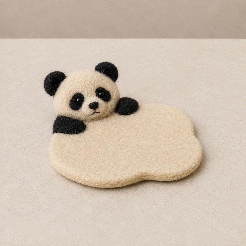 Animal Wool Felt Coasters Set, Panda Koala Penguin Duck Capybara Otter Mug Mats, 10cm