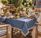 Waterproof Rectangle Table Cover, Wipeable TPU-Coated Linen-Look Tablecloth, Dusty Blue, Oversized Sizes
