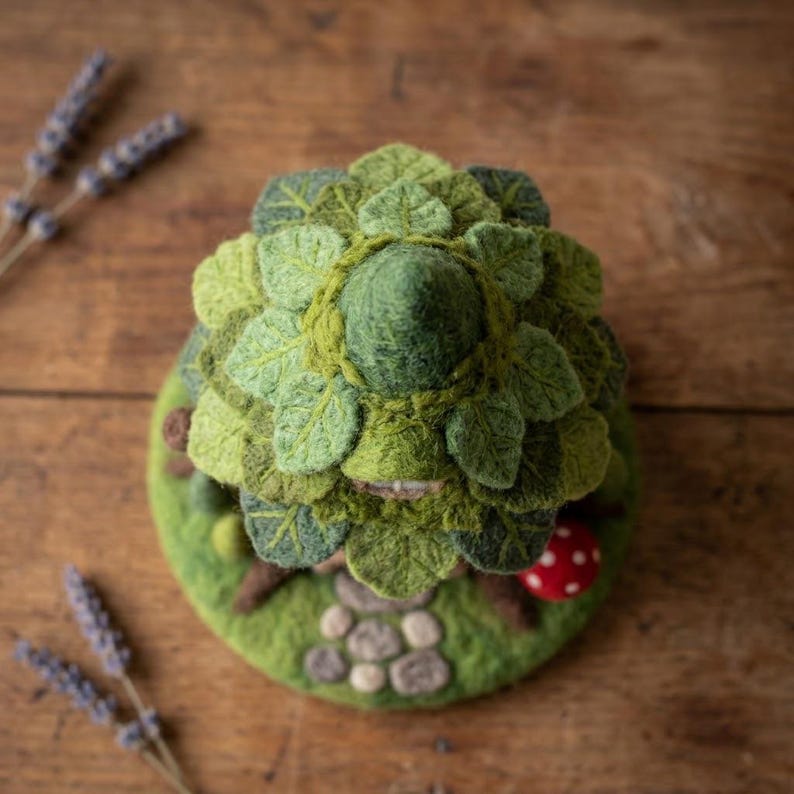 Handmade Needle Felted Mini Forest Tree House | 6–8cm Wool Fairy Treehouse Decor