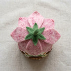 Needle Felted Flower House Decor, Miniature Wool Cottage Sculpture, Multicolor Handmade Fairy Garden Ornament, 2.5–3 Inch
