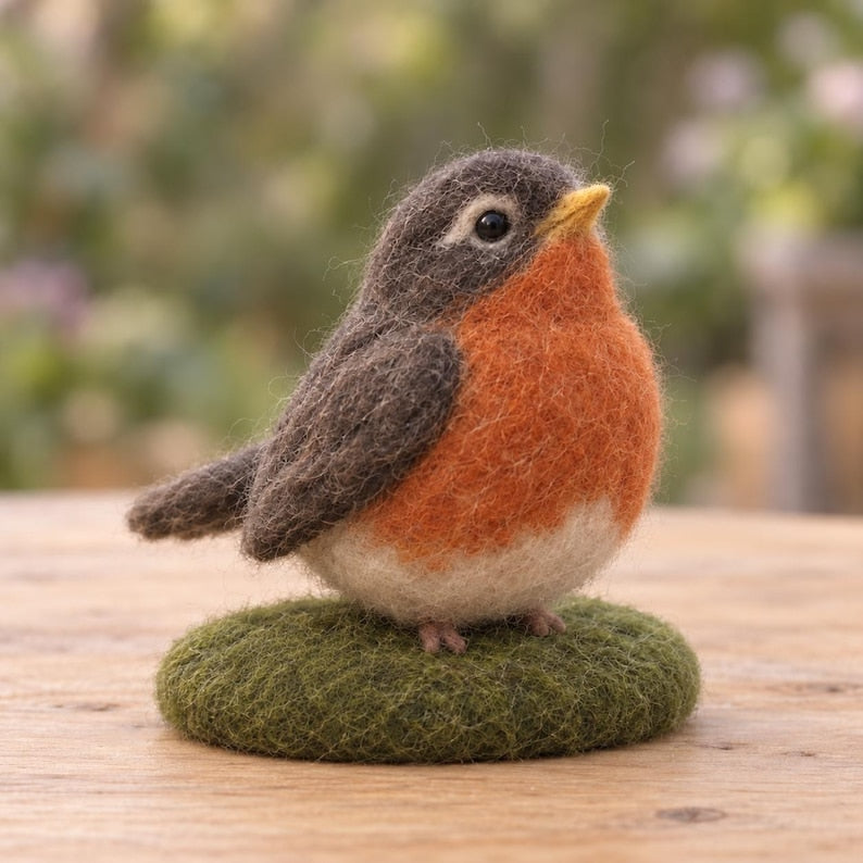 Needle Felted Wool Bird Figurine or Hanging Ornament, 6 Backyard Bird Designs, Handmade 7 cm