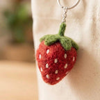 Needle Felted Fruit Keychain, Handmade Wool Felt Bag Charm, Strawberry Avocado Watermelon Kawaii Food Keyring