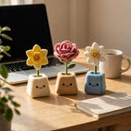 Needle Felted Wool Birth Month Flower in Felt Pot, 10 cm Handmade Desk Decor, Birthday Gift for Her