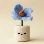 Needle Felted Wool Birth Month Flower in Felt Pot, 10 cm Handmade Desk Decor, Birthday Gift for Her
