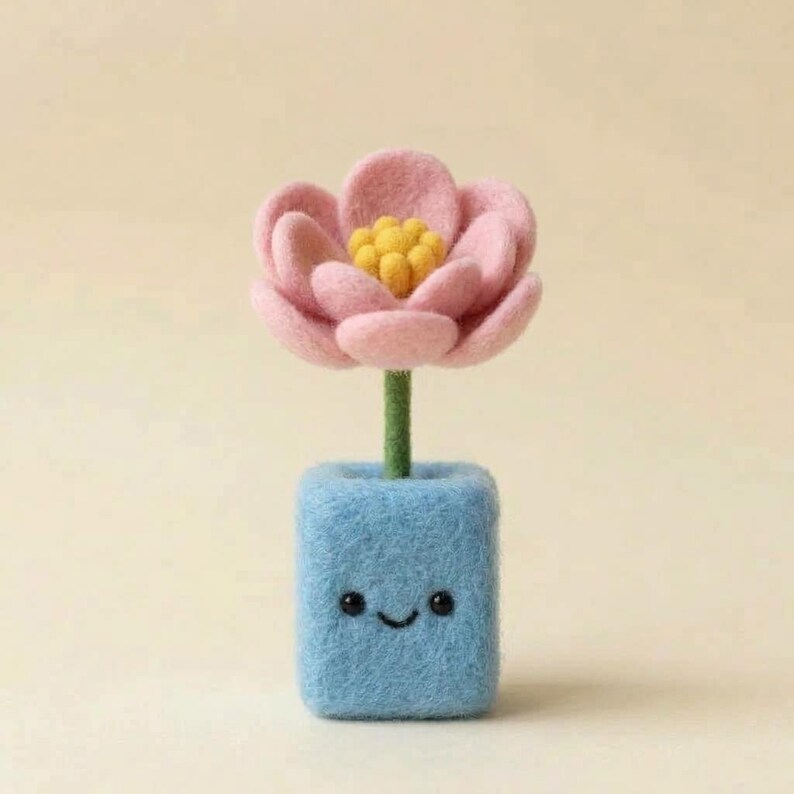 Needle Felted Wool Birth Month Flower in Felt Pot, 10 cm Handmade Desk Decor, Birthday Gift for Her
