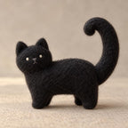 Needle Felted Cat Figurine Handmade Wool Kitten Minimalist Decor 2-3 Inch