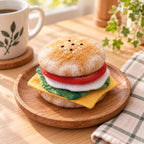 Wool Felt Hamburger Coaster Needle Felting Kit, DIY Craft Set with Wool Materials, Cheese Burger or Beef Burger Style, Makes 6-8 Coasters