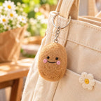 Wool Felt Potato Keychain with Smiling Face, Handmade Bag Charm, 6 cm, Multicolor