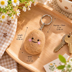 Wool Felt Potato Keychain with Smiling Face, Handmade Bag Charm, 6 cm, Multicolor