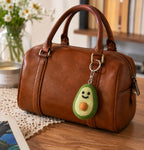 Avocado Wool Felt Keychain Handmade Bag Charm with Metal Keyring, Green