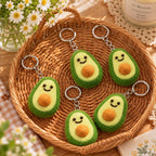 Avocado Wool Felt Keychain Handmade Bag Charm with Metal Keyring, Green