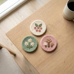 Needle Felted Wool Coaster 10 cm – Mushroom Floral Mug Rug for Mugs and Cups