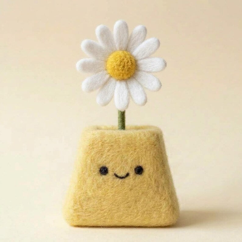 Needle Felted Wool Birth Month Flower in Felt Pot, 10 cm Handmade Desk Decor, Birthday Gift for Her