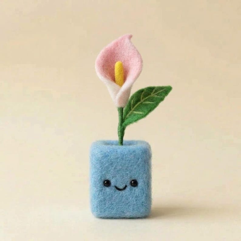 Needle Felted Wool Birth Month Flower in Felt Pot, 10 cm Handmade Desk Decor, Birthday Gift for Her