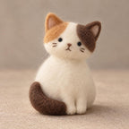 Needle Felted Cat Figurine Handmade Wool Kitten Minimalist Decor 2-3 Inch