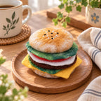 Wool Felt Hamburger Coaster Needle Felting Kit, DIY Craft Set with Wool Materials, Cheese Burger or Beef Burger Style, Makes 6-8 Coasters