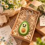 Avocado Wool Felt Keychain Handmade Bag Charm with Metal Keyring, Green