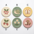 Needle Felted Wool Coaster 10 cm – Mushroom Floral Mug Rug for Mugs and Cups