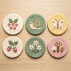 Needle Felted Wool Coaster 10 cm – Mushroom Floral Mug Rug for Mugs and Cups
