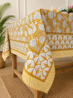 Cotton Block Print Tablecloth Floral Square Rectangle Round Dining Table Cover Handmade Boho