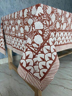 Cotton Block Print Tablecloth Floral Square Rectangle Round Dining Table Cover Handmade Boho