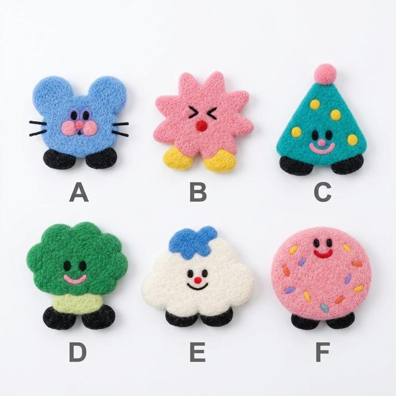 Handmade Wool Felt Coaster Set, Needle Felted Cartoon Cup Mat, 10 cm, Multiple Styles