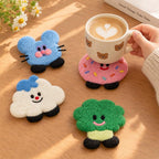 Handmade Wool Felt Coaster Set, Needle Felted Cartoon Cup Mat, 10 cm, Multiple Styles