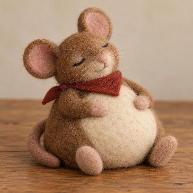 Needle Felted Thanksgiving Mouse Figurine, Wool Miniature Fall Decor, 3 in, Pumpkin Pie / Turkey Costume / Mashed Potatoes / After Dinner Nap